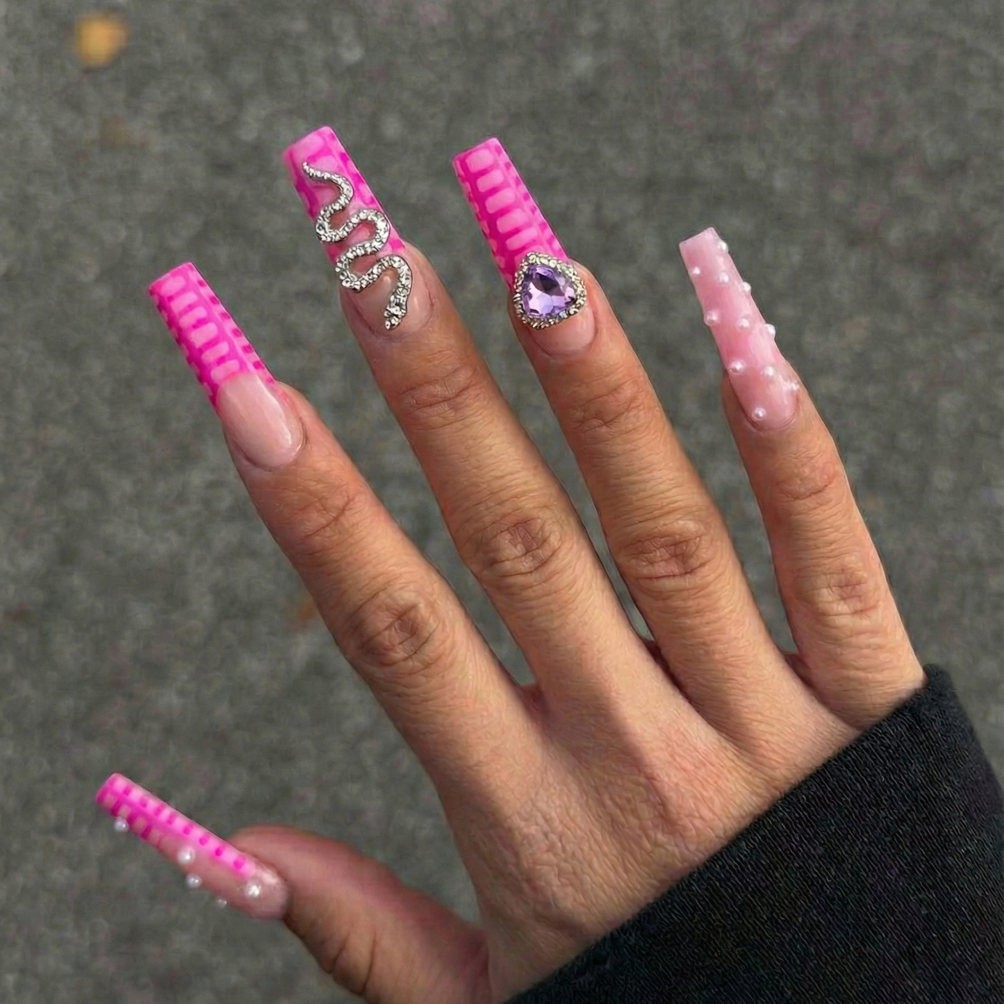 Press On Nails XL Pink Nail Art